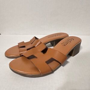Costiera Made In Italy Leather sandals Size 38 US 7.5 Block Heels